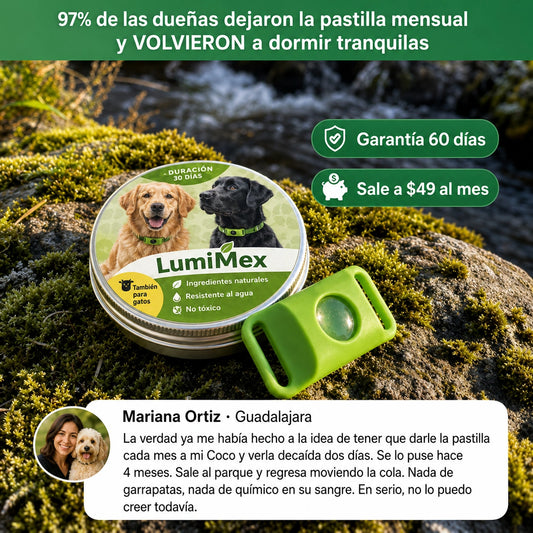 LumiMex Colgante Natural | Protección y Calma Canina 6 en 1