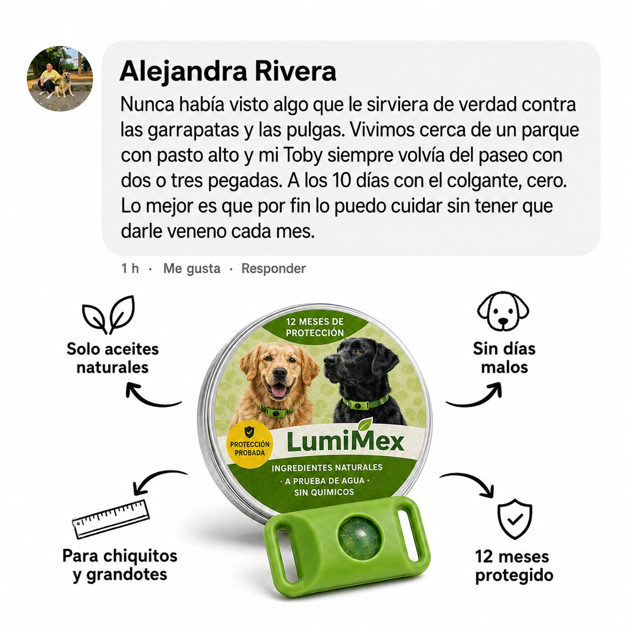 LumiMex Colgante Natural | Protección y Calma Canina 6 en 1