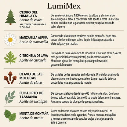 LumiMex Colgante Natural | Protección y Calma Canina 6 en 1